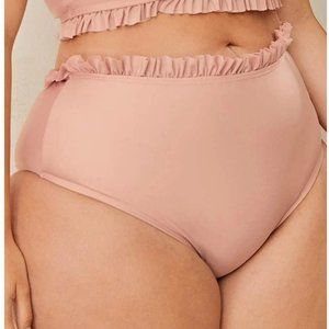 Shein Plus Ruffle Frill High Waisted Bikini Bottom / Panty, sz 4x  Peach-Pink.